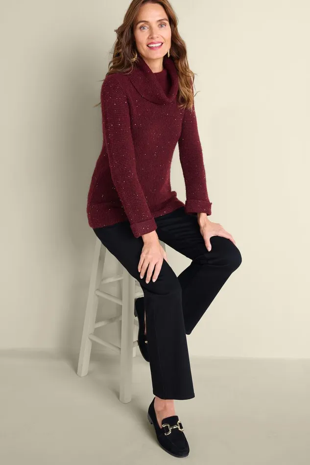 Women Linley Sequin Sweater Rhubarb Soft Surroundings Tops Women Linley Sequin Sweater Rhubarb Soft Surroundings Tops