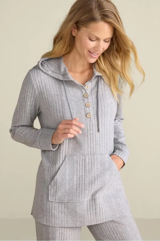 Women Loungy Lover Hoodie Heather Grey Soft Surroundings Tops