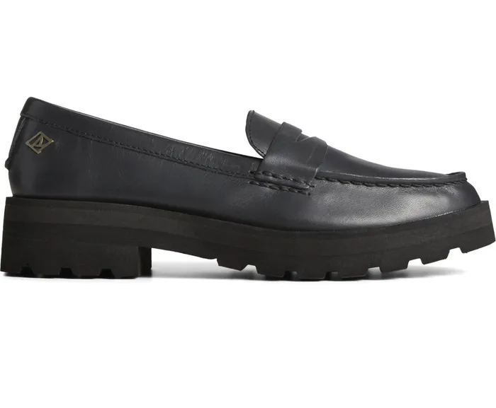 Women Lug Penny Loafer Black Sperry Flats and Loafers