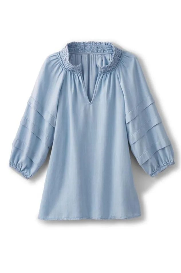 Women Marisol Tencel Top Light Chambray Soft Surroundings Tops Women Marisol Tencel Top Light Chambray Soft Surroundings Tops