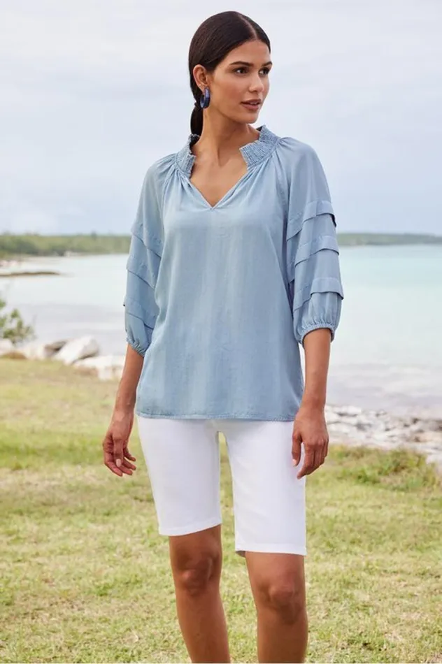 Women Marisol Tencel Top Light Chambray Soft Surroundings Tops Women Marisol Tencel Top Light Chambray Soft Surroundings Tops