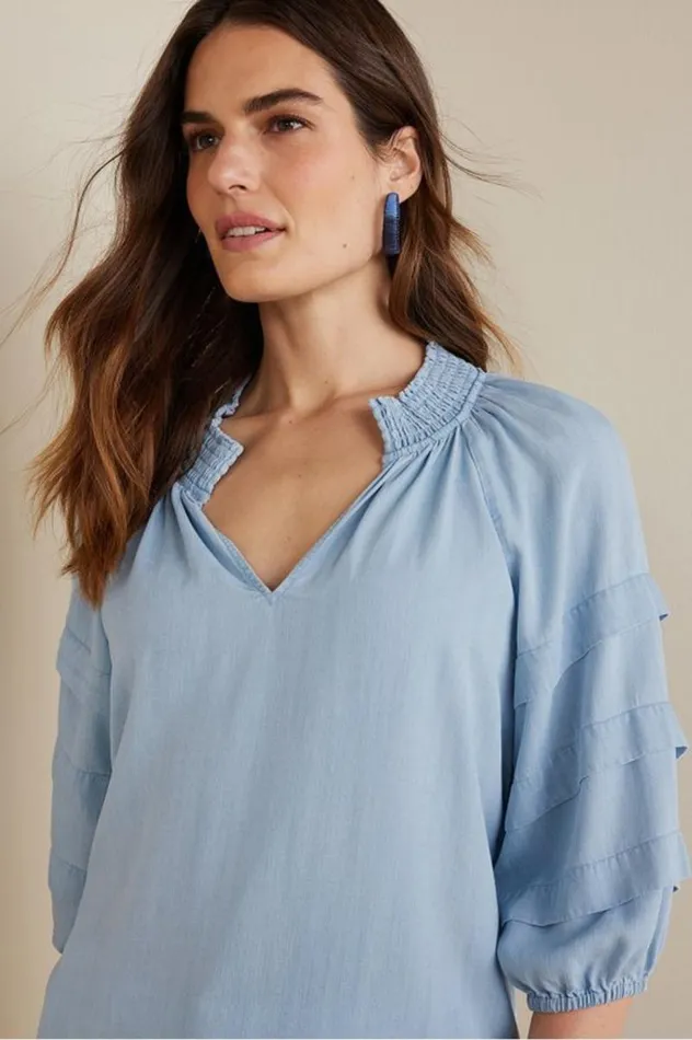 Women Marisol Tencel Top Light Chambray Soft Surroundings Tops Women Marisol Tencel Top Light Chambray Soft Surroundings Tops