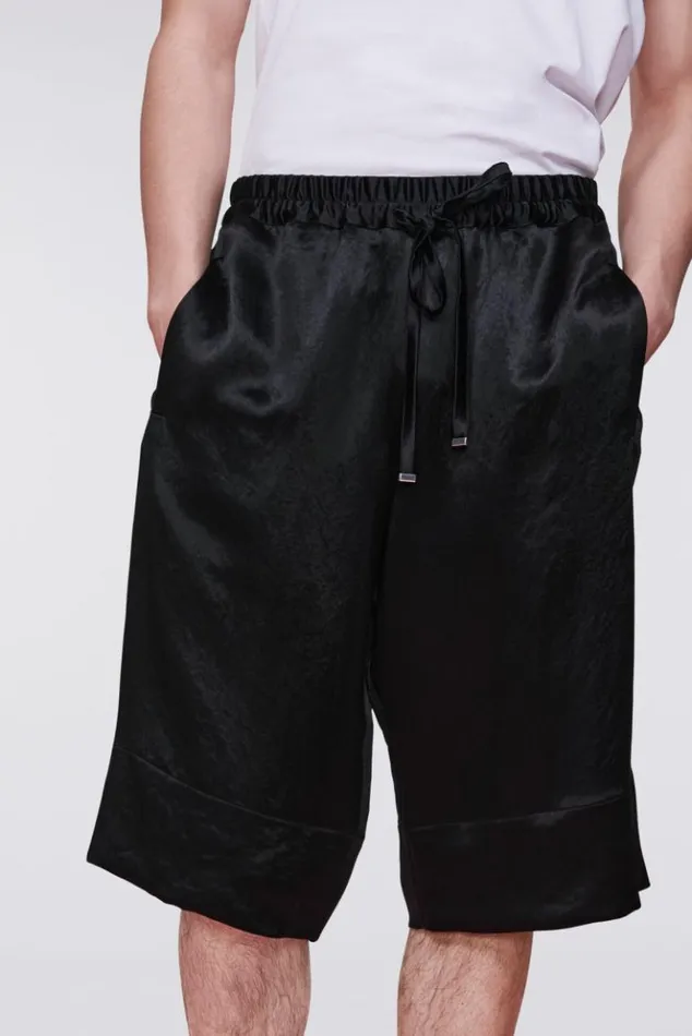 WomenMen Fiorucci Bermuda Satin Shorts Black Black WomenMen Fiorucci Bermuda Satin Shorts Black Black