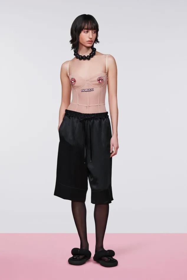 WomenMen Fiorucci Bermuda Satin Shorts Black Black WomenMen Fiorucci Bermuda Satin Shorts Black Black