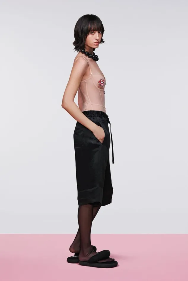 WomenMen Fiorucci Bermuda Satin Shorts Black Black WomenMen Fiorucci Bermuda Satin Shorts Black Black