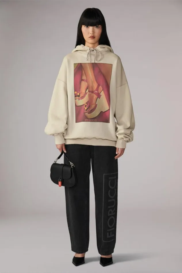 WomenMen Fiorucci Unisex Graphic Heels Hoodie Grey Grey WomenMen Fiorucci Unisex Graphic Heels Hoodie Grey Grey