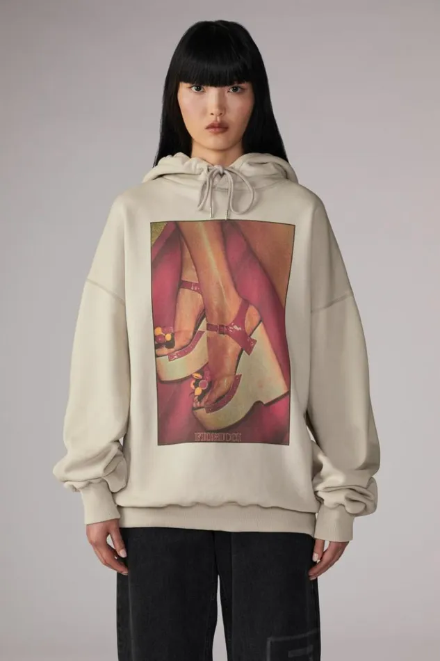 WomenMen Fiorucci Unisex Graphic Heels Hoodie Grey Grey WomenMen Fiorucci Unisex Graphic Heels Hoodie Grey Grey
