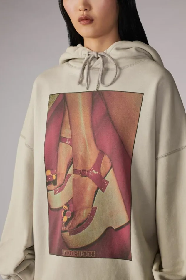 WomenMen Fiorucci Unisex Graphic Heels Hoodie Grey Grey WomenMen Fiorucci Unisex Graphic Heels Hoodie Grey Grey