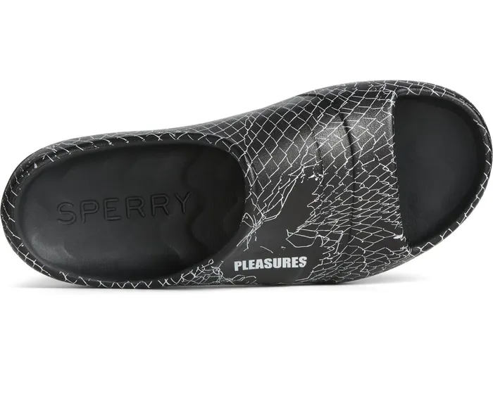 WomenMen Unisex Sperry X Pleasures Float Slide Black Sperry Sandals