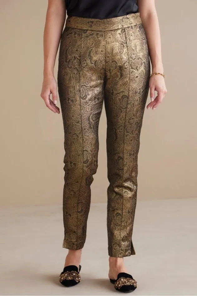 Women Nevina Jacquard Trouser Gold Floral Soft Surroundings Pants Women Nevina Jacquard Trouser Gold Floral Soft Surroundings Pants