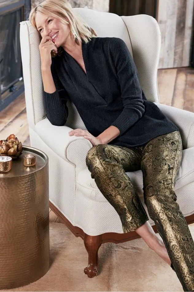 Women Nevina Jacquard Trouser Gold Floral Soft Surroundings Pants Women Nevina Jacquard Trouser Gold Floral Soft Surroundings Pants