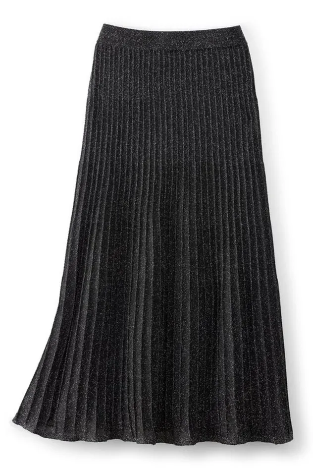 Women Nisha Knit Pleated Skirt Blacksilver Soft Surroundings Skirts Women Nisha Knit Pleated Skirt Blacksilver Soft Surroundings Skirts