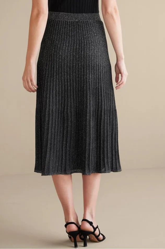 Women Nisha Knit Pleated Skirt Blacksilver Soft Surroundings Skirts Women Nisha Knit Pleated Skirt Blacksilver Soft Surroundings Skirts