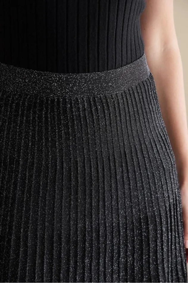 Women Nisha Knit Pleated Skirt Blacksilver Soft Surroundings Skirts Women Nisha Knit Pleated Skirt Blacksilver Soft Surroundings Skirts
