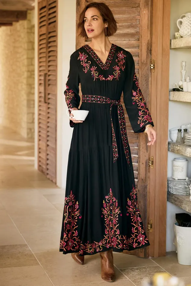 Women Onyx Embellished Maxi Dress Black Soft Surroundings Dresses Women Onyx Embellished Maxi Dress Black Soft Surroundings Dresses