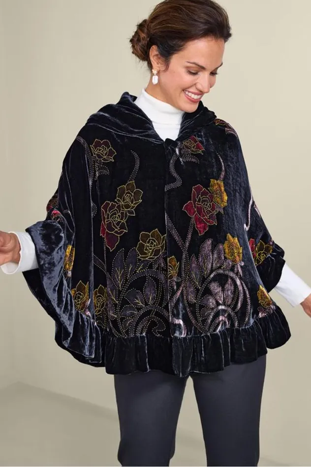 Women Palara Velvet Wrap Black Multi Soft Surroundings Scarves and Wraps