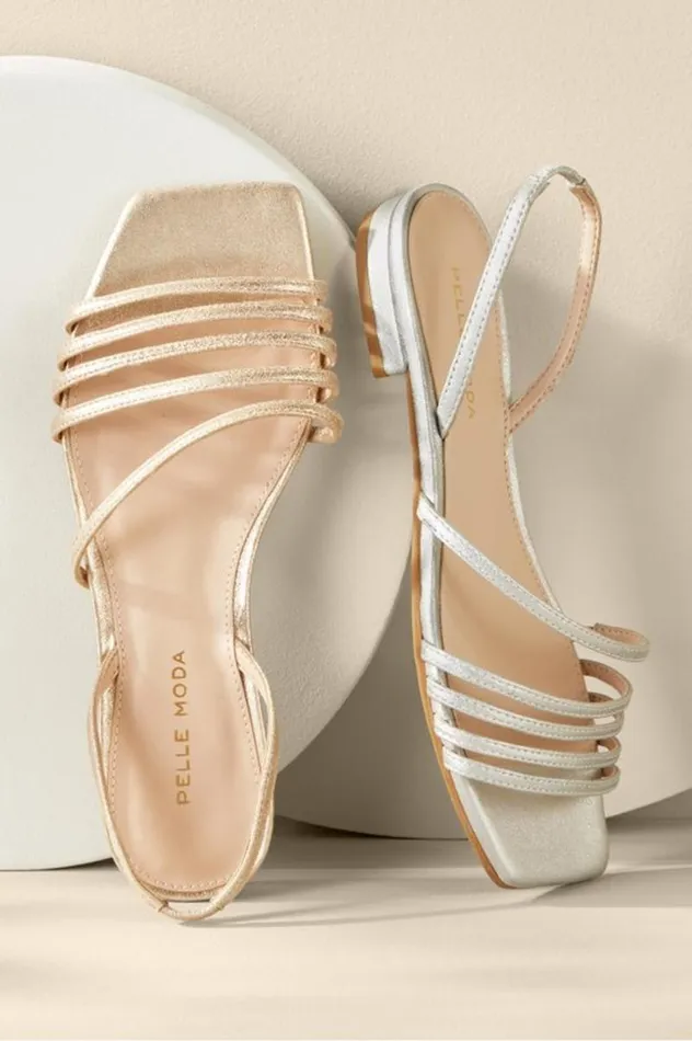 Women Pelle Moda Haize Strappy Sandal Silver Soft Surroundings Shoes