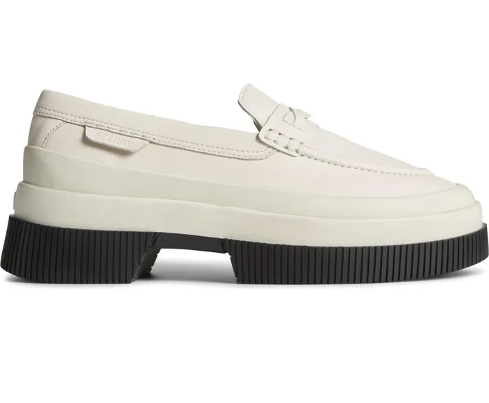 Women Platform Leather Loafer White Sperry Flats and Loafers
