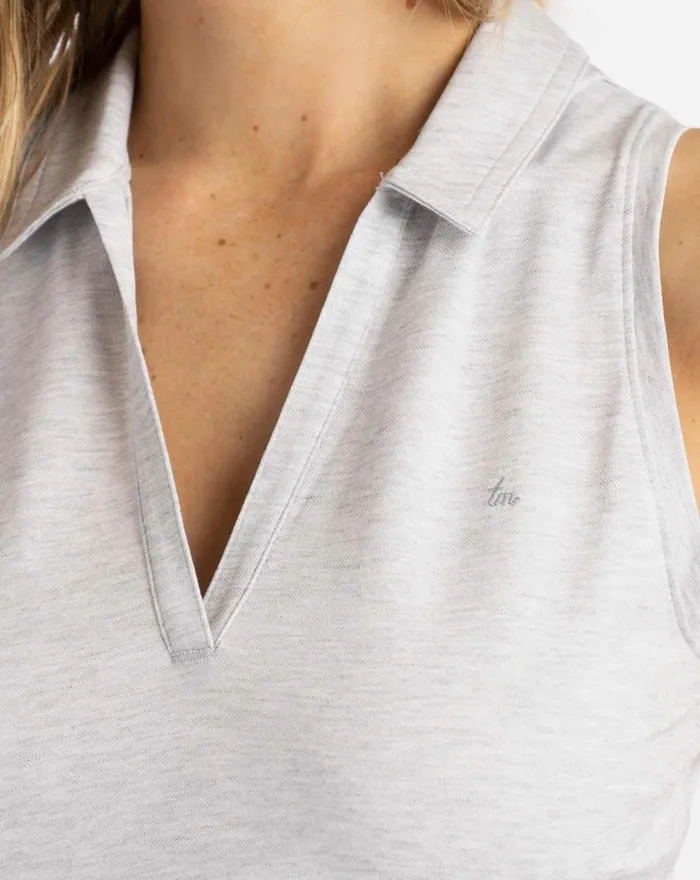 Women Polos TravisMathew MAJORCA SLEEVELESS POLO Heather Light Grey