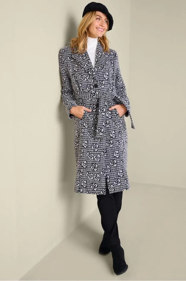 Women Rami Jacquard Coat Blackwhite Soft Surroundings Jackets and Coats Women Rami Jacquard Coat Blackwhite Soft Surroundings Jackets and Coats
