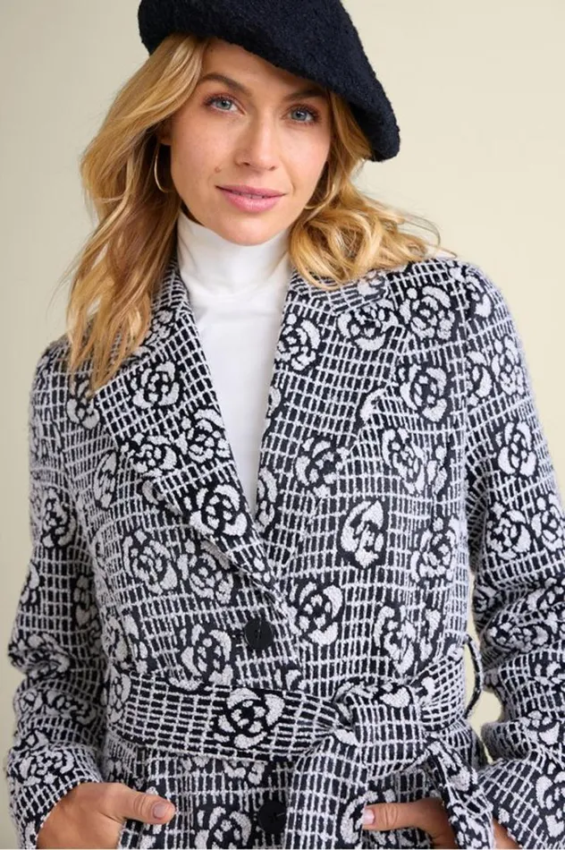 Women Rami Jacquard Coat Blackwhite Soft Surroundings Jackets and Coats Women Rami Jacquard Coat Blackwhite Soft Surroundings Jackets and Coats