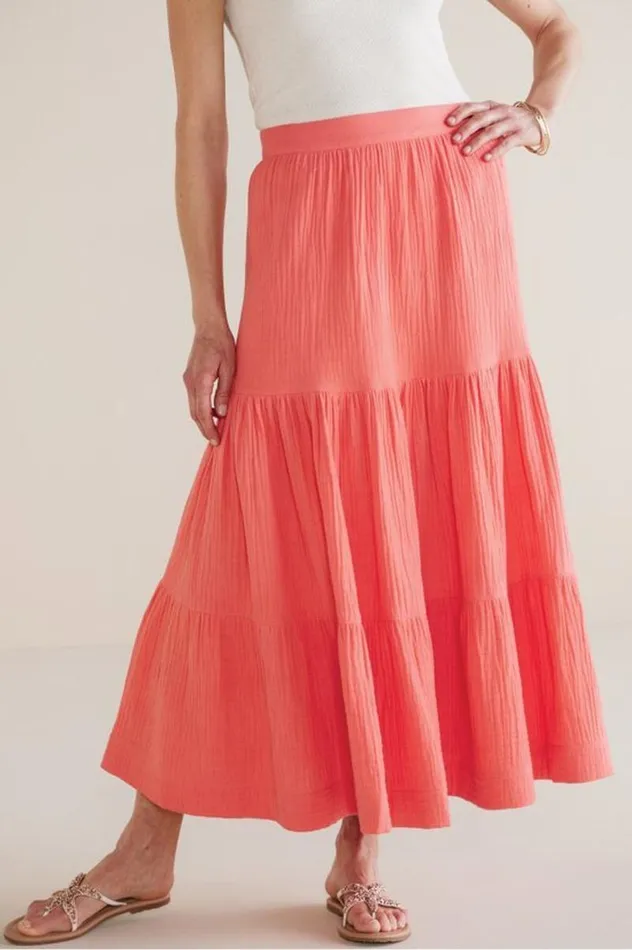 Women Ruari Gauze Maxi Skirt Sunkist Coral Soft Surroundings Skirts Women Ruari Gauze Maxi Skirt Sunkist Coral Soft Surroundings Skirts