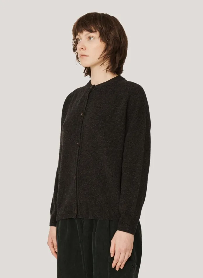 Womens Knitwear YMC Atomic Wool Cardigan Black Marl