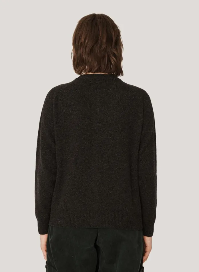 Womens Knitwear YMC Atomic Wool Cardigan Black Marl