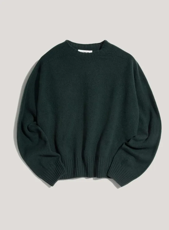 Womens Knitwear YMC Jets Crew Neck Jumper Dark Green