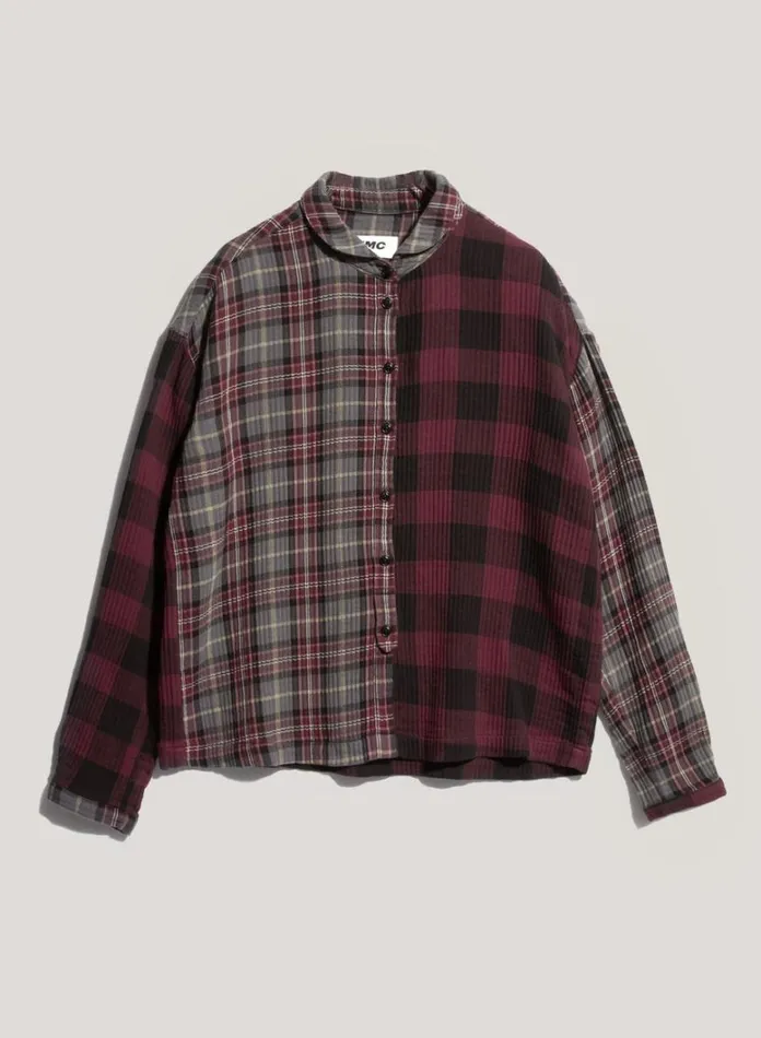 Womens Shirts YMC Marianne Check Shirt Burgundy Multi