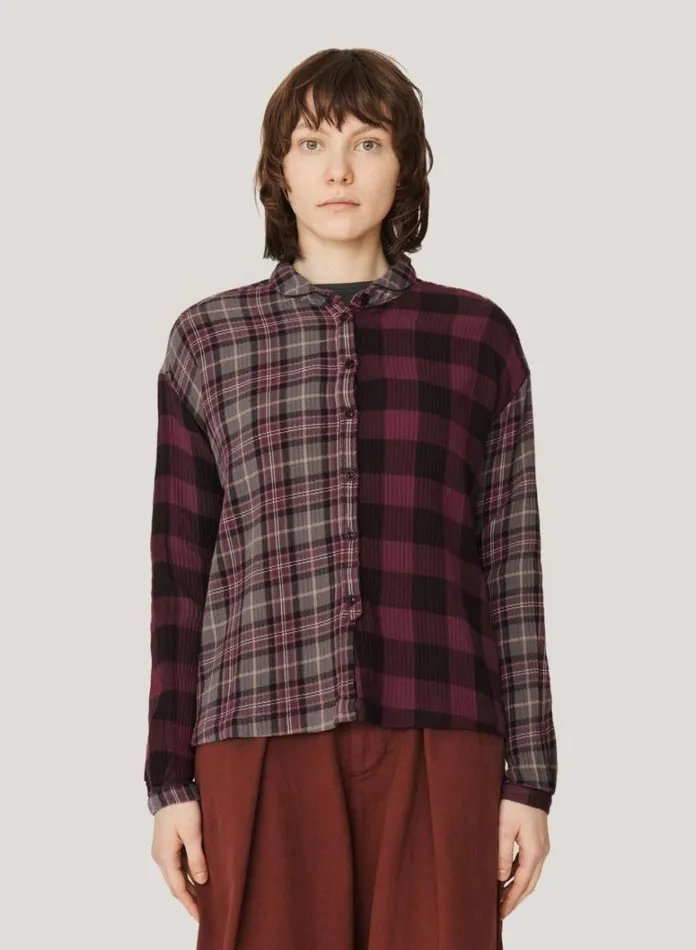 Womens Shirts YMC Marianne Check Shirt Burgundy Multi