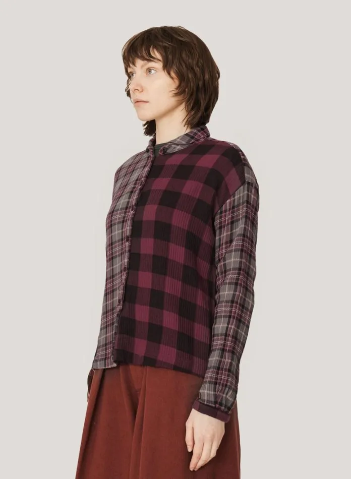 Womens Shirts YMC Marianne Check Shirt Burgundy Multi