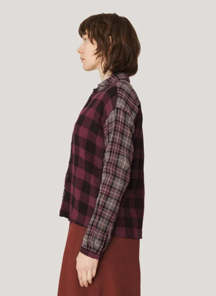 Womens Shirts YMC Marianne Check Shirt Burgundy Multi