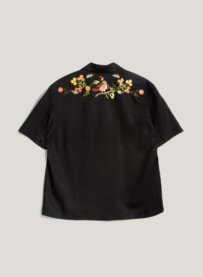 Womens Shirts YMC Vegas Embroidered Short Sleeve Shirt Black