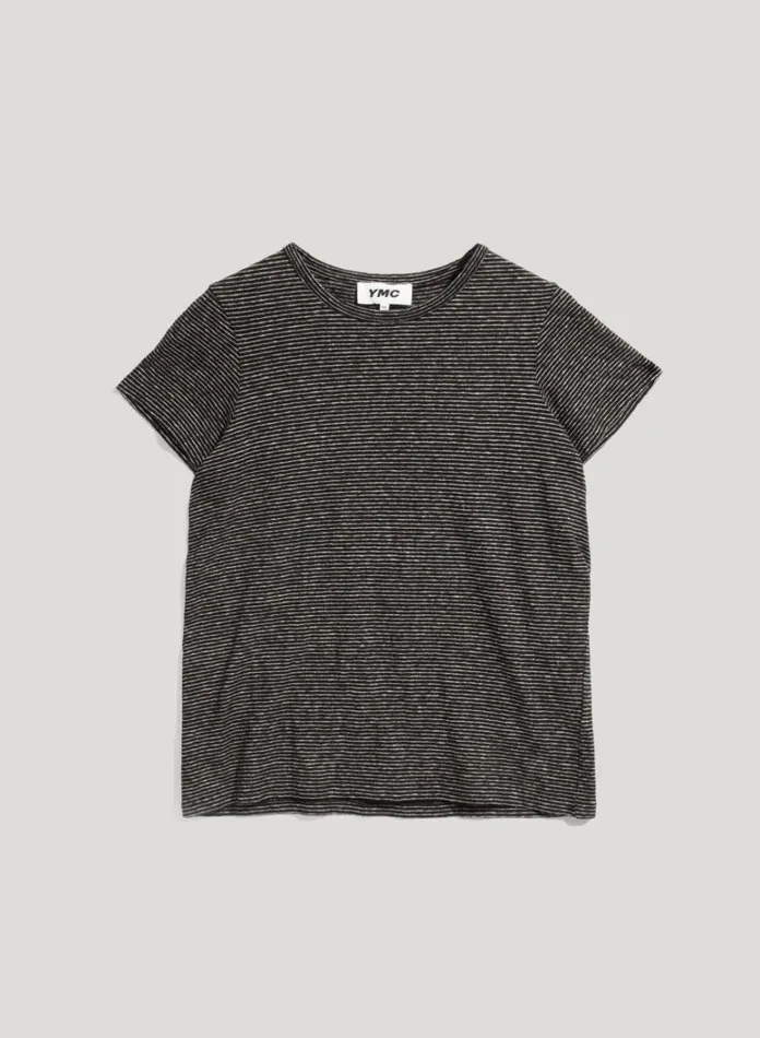 Womens TShirts YMC Day Jersey Stripe TShirt Black White