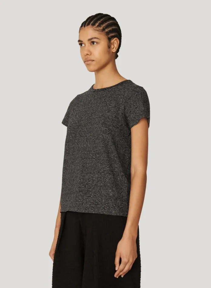 Womens TShirts YMC Day Jersey Stripe TShirt Black White