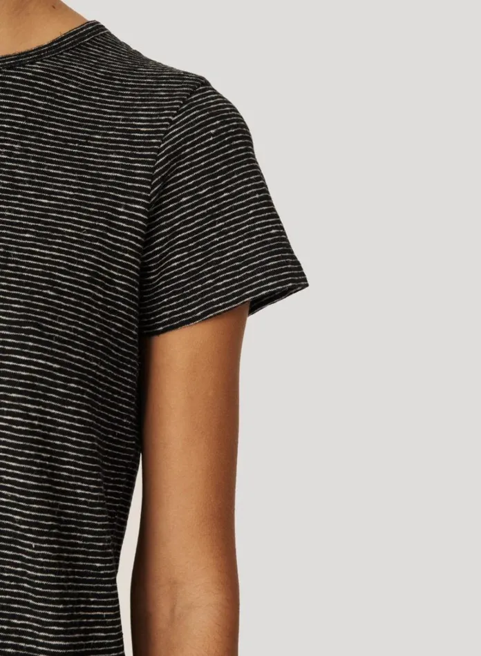 Womens TShirts YMC Day Jersey Stripe TShirt Black White
