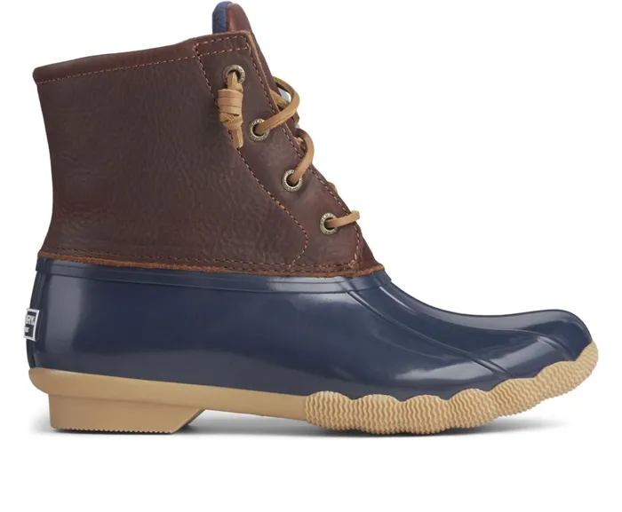 Women Saltwater Duck Boot Tan Navy Sperry Boots