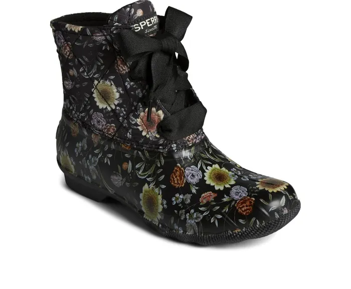 Women Saltwater Floral Duck Boot Black Sperry Boots Women Saltwater Floral Duck Boot Black Sperry Boots