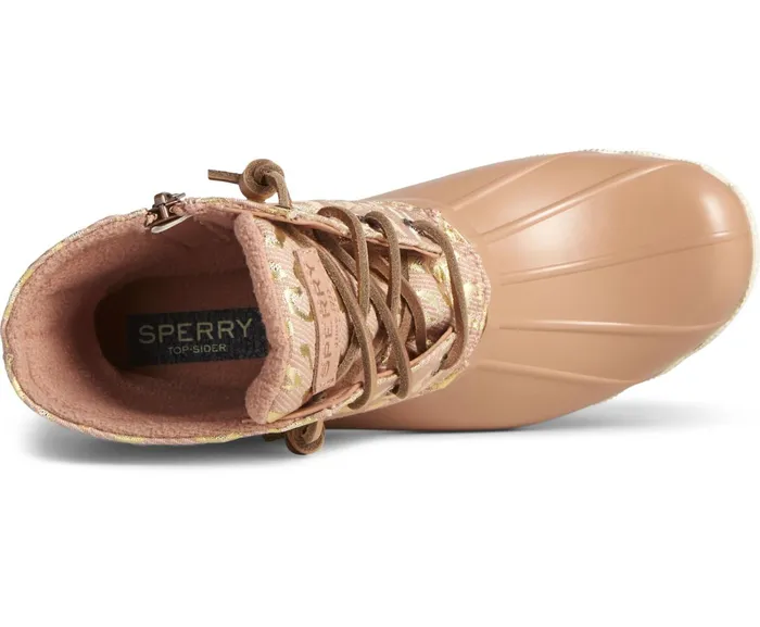 Women Saltwater Metallic Jacquard Duck Boot Rose Sperry Rain and Duck Boots Women Saltwater Metallic Jacquard Duck Boot Rose Sperry Rain and Duck Boots