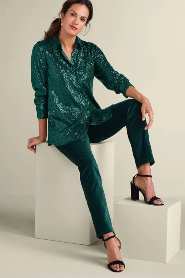 Women Sancerre Sequin Shirt Gold Sequin Soft Surroundings Tops Women Sancerre Sequin Shirt Gold Sequin Soft Surroundings Tops