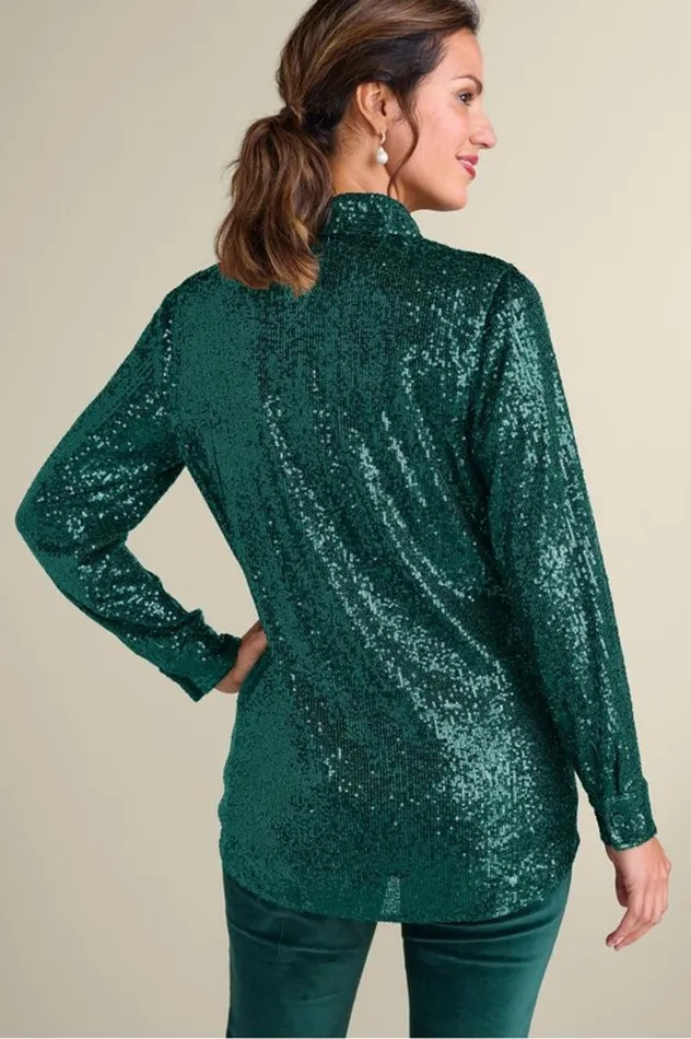 Women Sancerre Sequin Shirt Gold Sequin Soft Surroundings Tops Women Sancerre Sequin Shirt Gold Sequin Soft Surroundings Tops