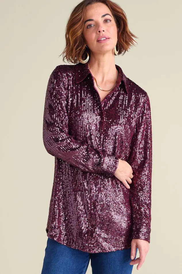 Women Sancerre Sequin Shirt Gold Sequin Soft Surroundings Tops Women Sancerre Sequin Shirt Gold Sequin Soft Surroundings Tops