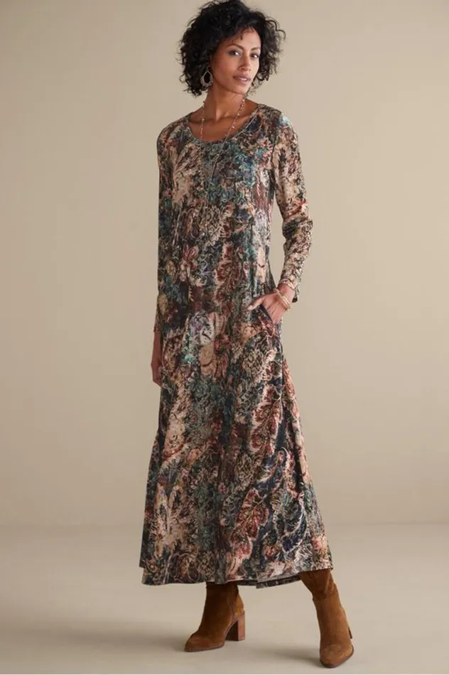 Women Santiago Stretch Velvet Dress Abstract Rust Soft Surroundings Dresses Women Santiago Stretch Velvet Dress Abstract Rust Soft Surroundings Dresses