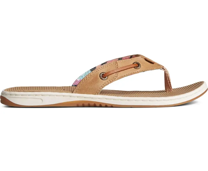 Women Seafish Leather Flip Flop Tan Sperry Sandals