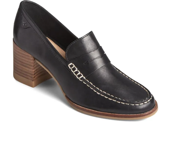 Women Seaport Penny Heel Leather Loafer Black Sperry Flats and Loafers Women Seaport Penny Heel Leather Loafer Black Sperry Flats and Loafers