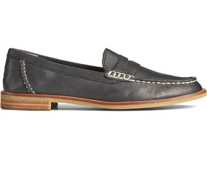 Women Seaport Penny Leather Loafer Black Sperry Flats and Loafers