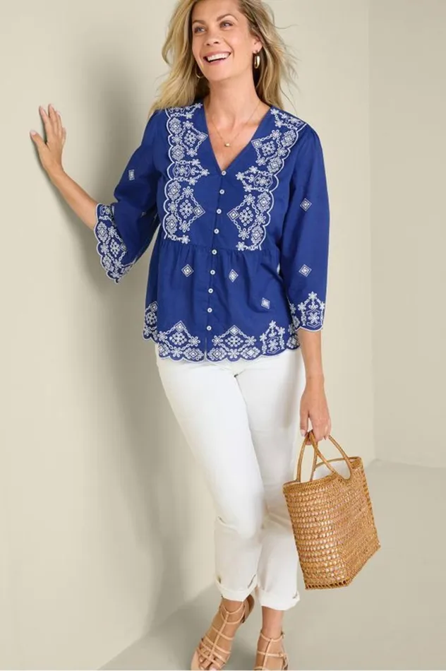 Women Shona Embroidered Top Sodalite Blue Soft Surroundings Tops Women Shona Embroidered Top Sodalite Blue Soft Surroundings Tops