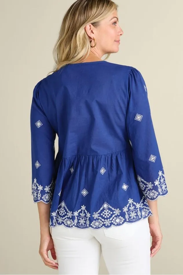 Women Shona Embroidered Top Sodalite Blue Soft Surroundings Tops Women Shona Embroidered Top Sodalite Blue Soft Surroundings Tops
