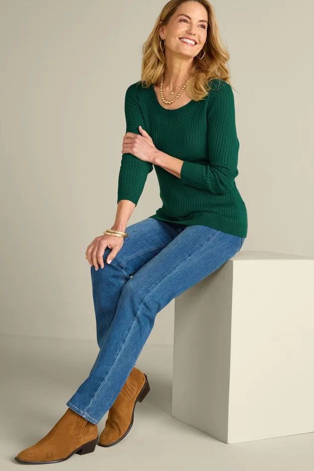 Women Soft Essential Ribbed Pullover Sweater Evergreen Soft Surroundings Tops Women Soft Essential Ribbed Pullover Sweater Evergreen Soft Surroundings Tops